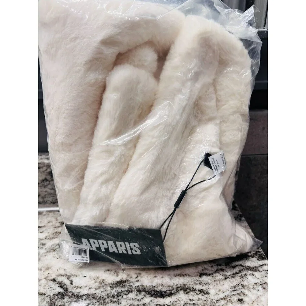 Apparis Women’s Bambi Faux Fur Rectangle Winter Scarf Cream Color